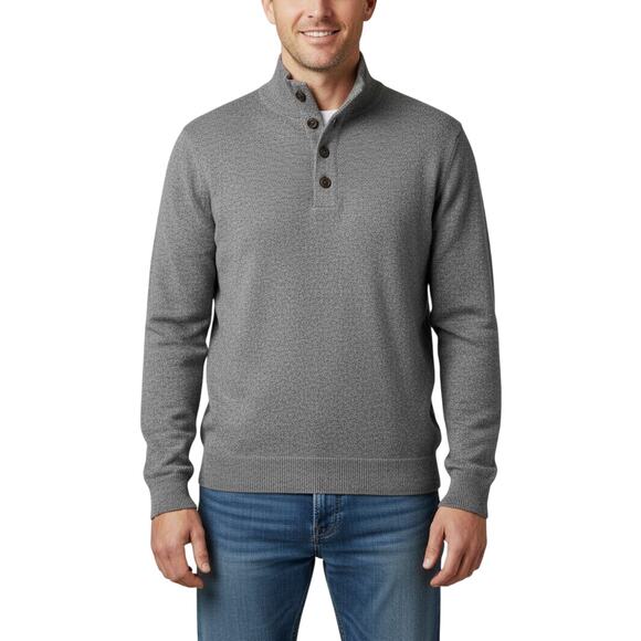Red Ale by Alesbury Henley Mock Neck Pullover Sweater Gray Cotton Men M NWT - Picture 1 of 9